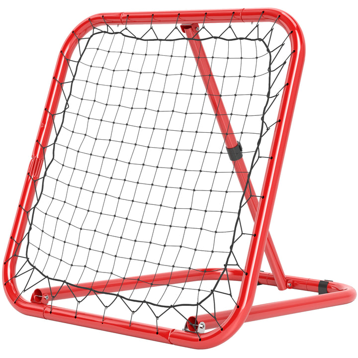 Fodbold reboundernet, foldbart, rebound wall, justerbar i 5 niveauer, metal, 78 x 84 x 65-78 cm, rød