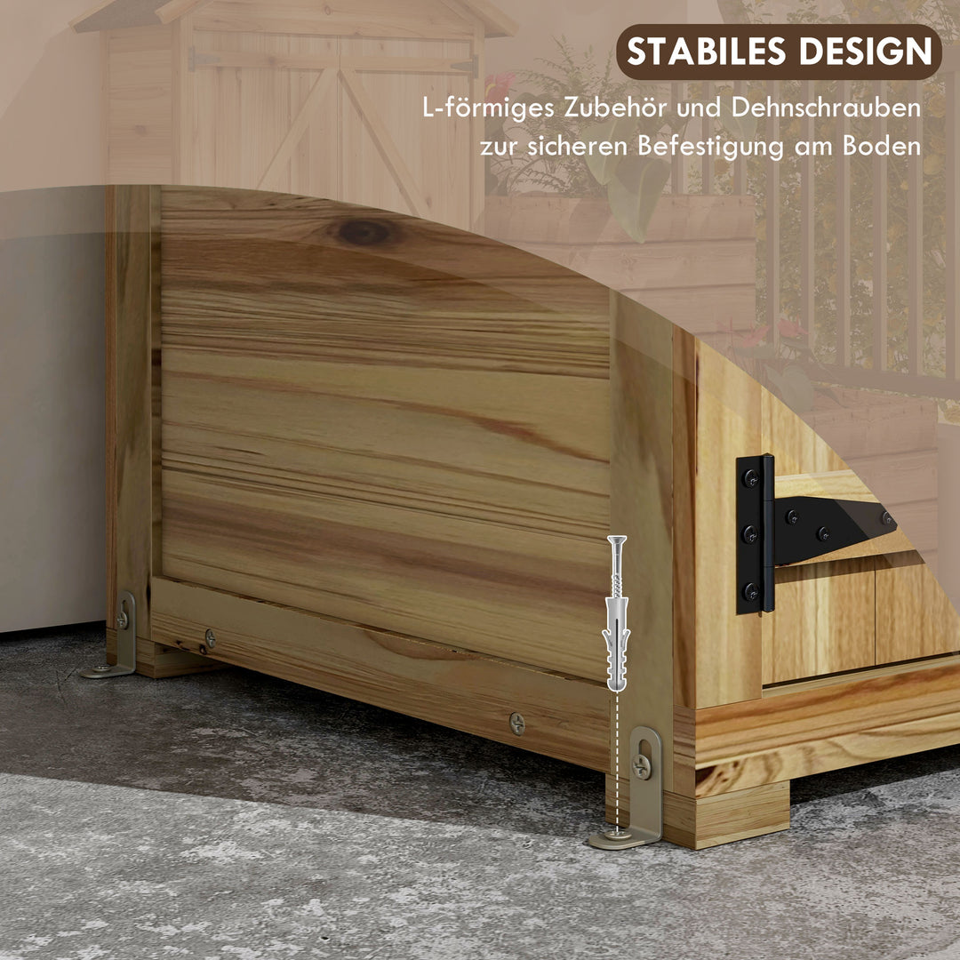 Garden house haveskur haveskab, vejrbestandigt, vintage design, 102 cm x 54 cm x 177 cm, naturlig