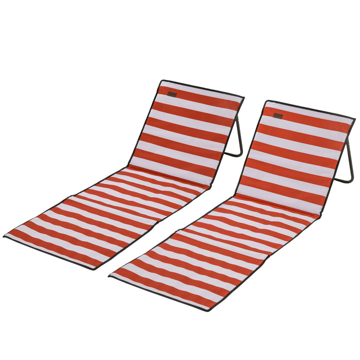 Strandliggestol, foldbar, justerbar ryglæn, sidelomme, blød polstring, stålstel, rød, 142x51x40cm