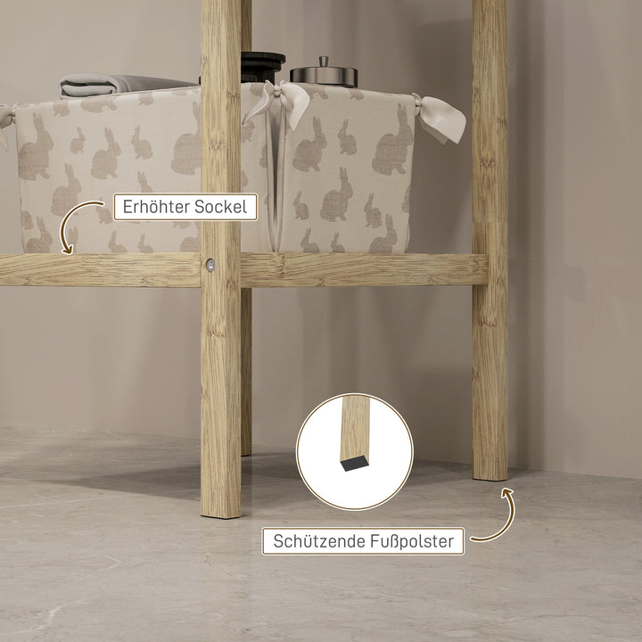 Fugtbestandig badeværelseshylde i bambus 33 x 31 x 78 cm