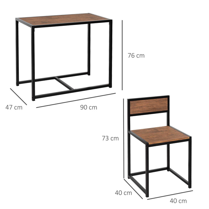 3-delt barbordssæt, højbordssæt, 3-delt, 2 stole, 1 bord, 90 cm x 47 cm x 76 cm, brun + sort
