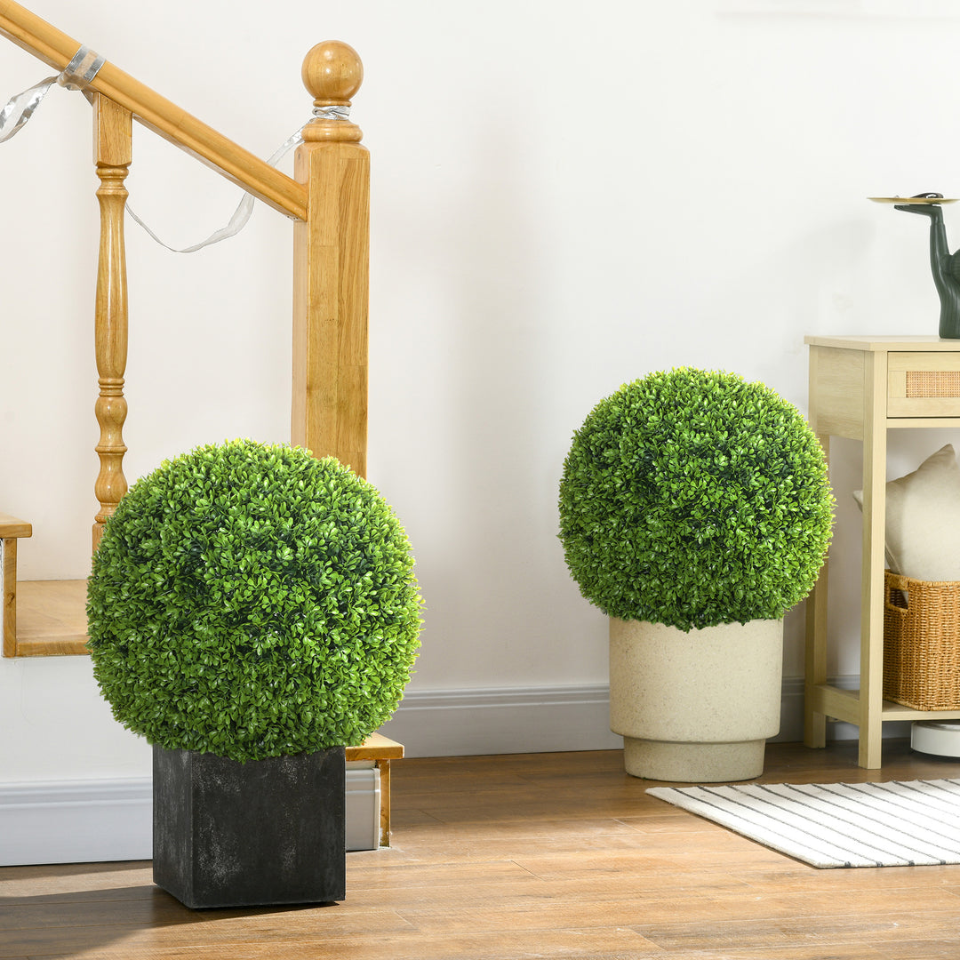 Sæt med 2 buksbomkugler, kunstige planter, stueplanter med UV-beskyttelse, dekorative planter, til indendørs og udendørs brug, grøn