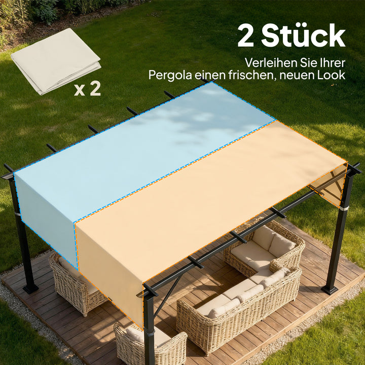 Udskiftningstag til pergola med UV-beskyttelse, solskærm til terrassetag til 3 x 3 m pavillon, cremehvid