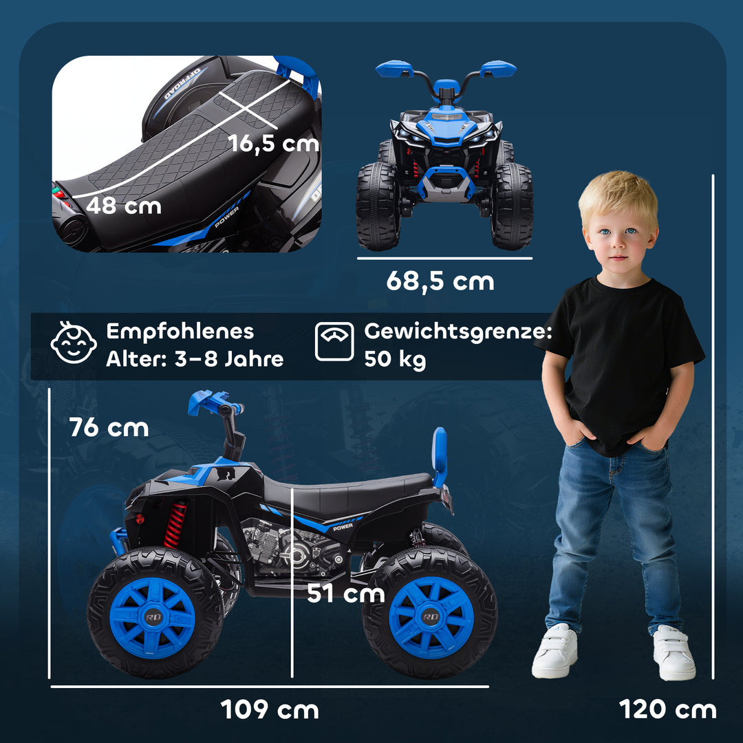 Børns elektriske ATV, 24V elektrisk køretøj med 4 hjul, forlygter, USB-port, MP3-funktion, 6,5 km/t, 3-8 år