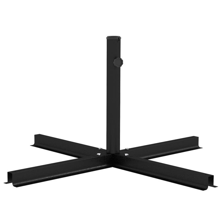 Parasolstativ, parasolfod, krydsfod, vejrbestandig, 100 x 100 x 75 cm, sort