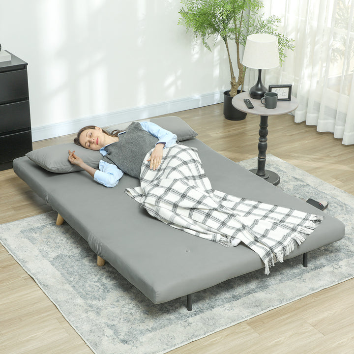 Sovesofa afslappende sofa, inkl. 2 puder, fløjlslook, 130 x 78 x 79 cm, lysegrå