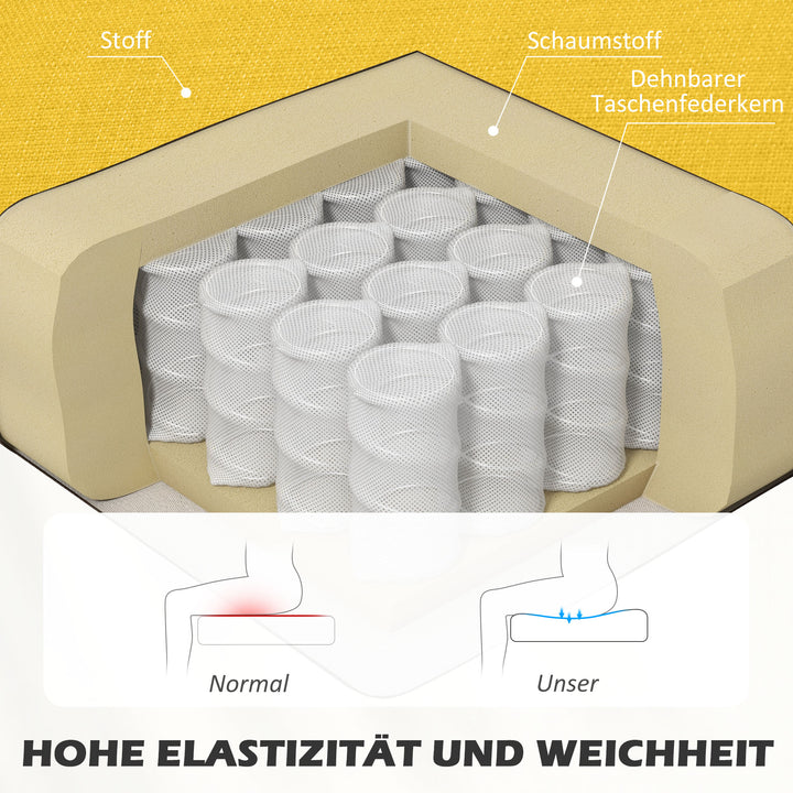 2-Personers sofa, blød polstring, letplejeligt betræk, op til 150 kg, 117 x 56,5 x 77 cm, gul