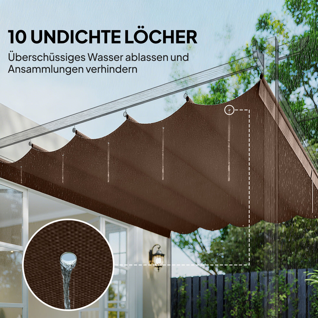 Udskiftningstag til 3 x 3 m pergola, udtrækkeligt, med drænhuller til regnvand, vejrbestandigt, polyester, 250 x 255 cm Kaffe