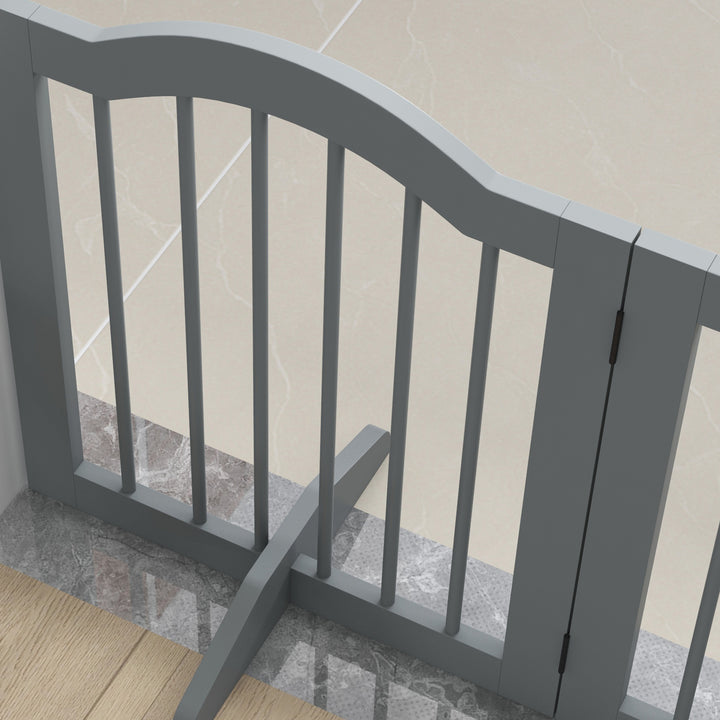 Hundegitter 3-delt, 154,5 x 61 cm sammenklappelig hundegitter med dør, 2 støttefødder lysegrå