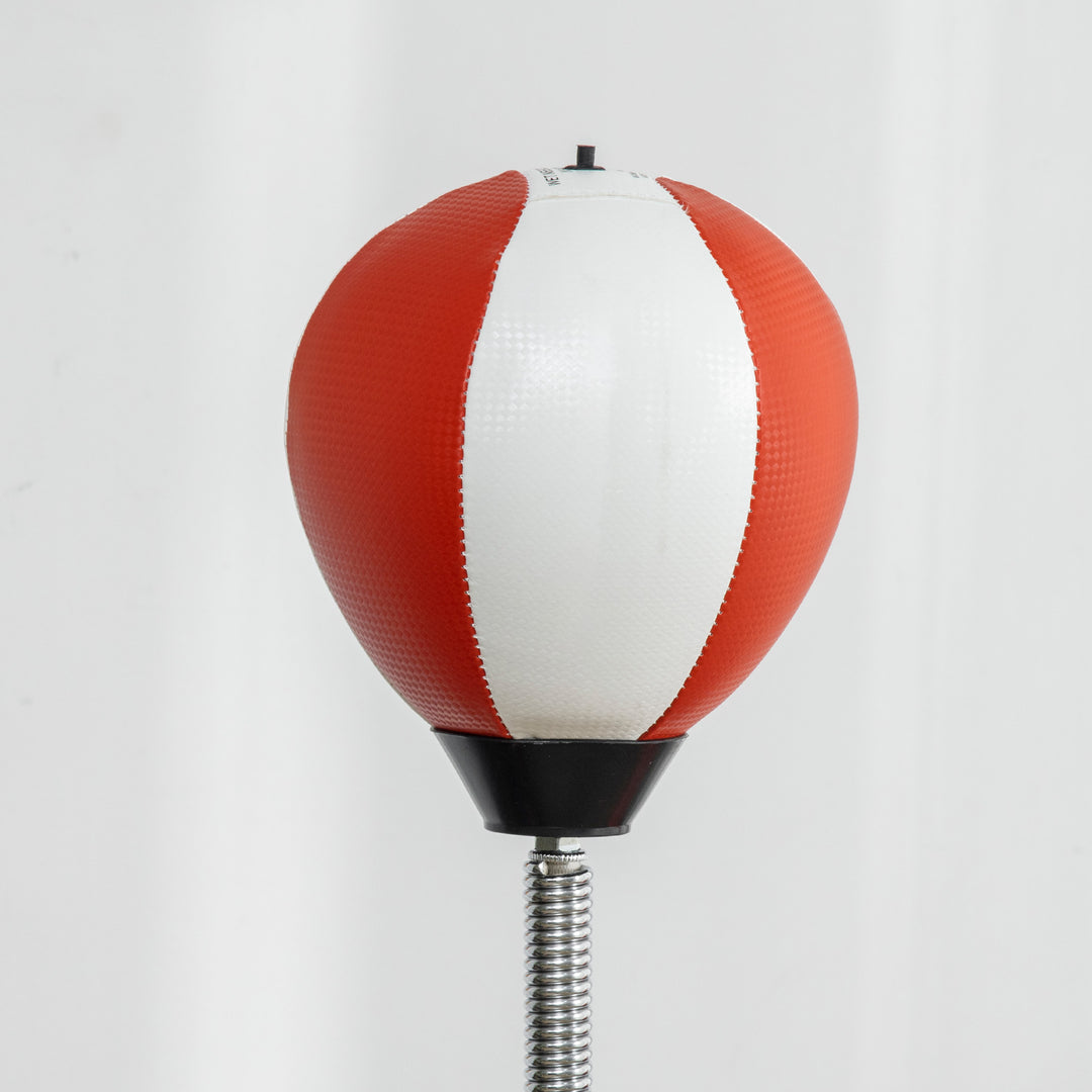 Boksestativ, to speedballs, roterende boksestang, sparkpude, højdejusterbar, stål, 107 x 36 x 140-205 cm