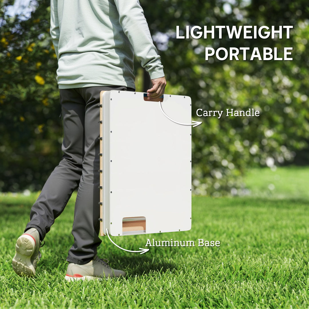 Gulvbruser havebruser med justerbart fodhjul aluminium op til 4 m fontænehøjde 70 x 55 cm naturtræ