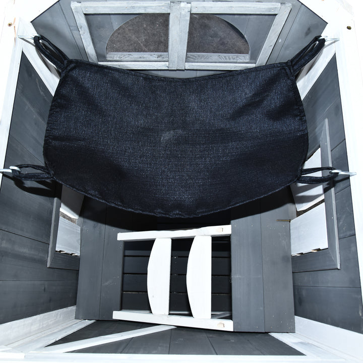 Kattehus til katteseng eller kattebakke, katteskab, indendørs kattebakke, grantræ, asfalttag, grå, 59 x 55 x 109 cm