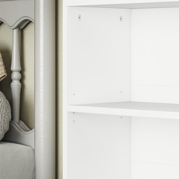 Bogreol, 6 rum, justerbare hylder, spånplade, 60 x 24 x 158,5 cm, hvid