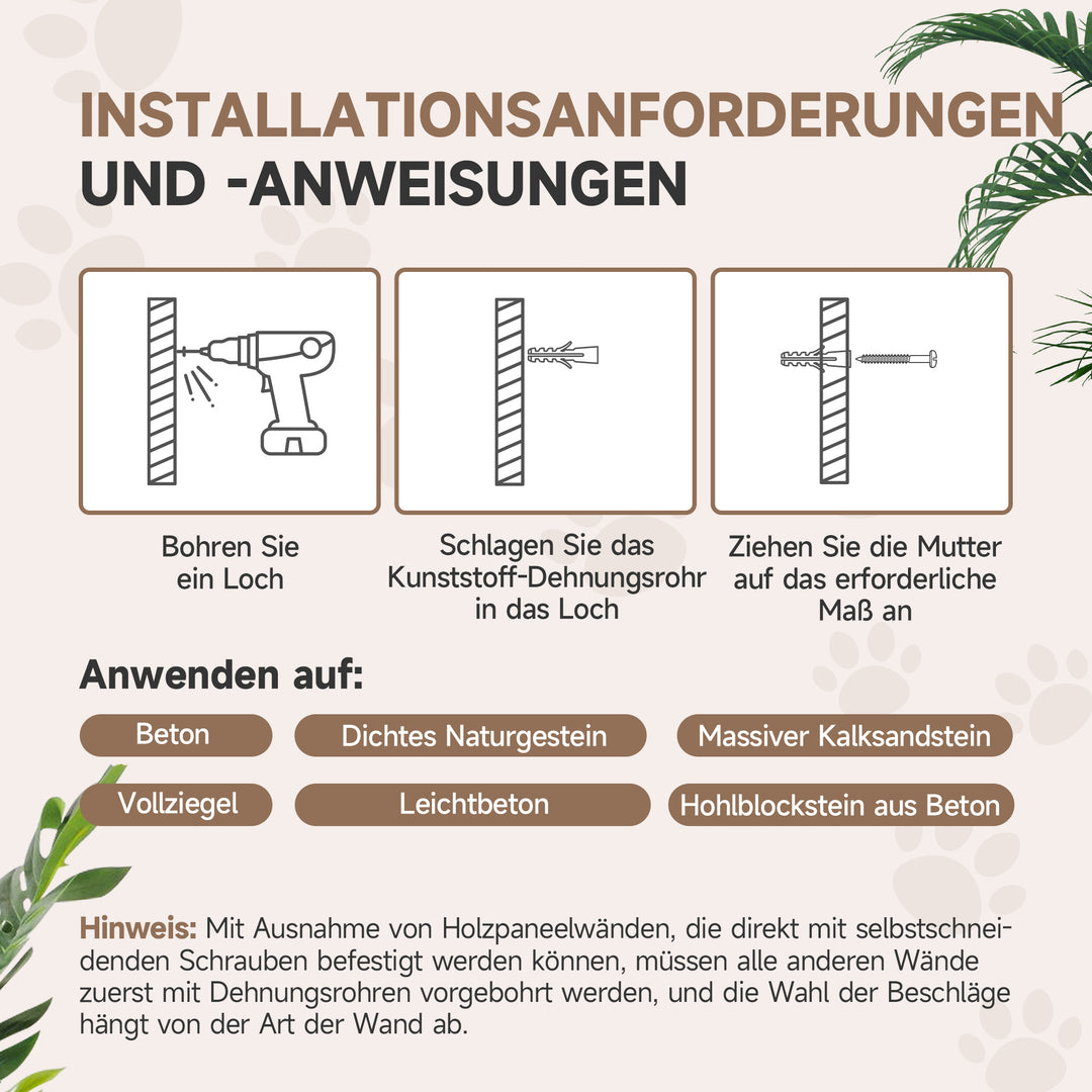 5-Delt vægmonteret klatresæt til indekatte med kradsetræ, kradsemåtte, katteseng og legetøjsbolde, lysegrå