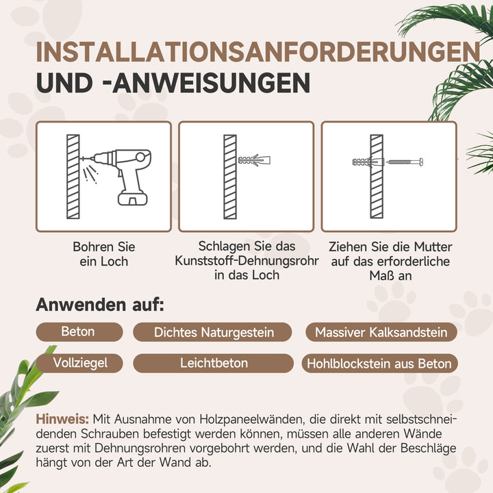 5-Delt vægmonteret klatresæt til indekatte med kradsetræ, kradsemåtte, katteseng og legetøjsbolde, lysegrå