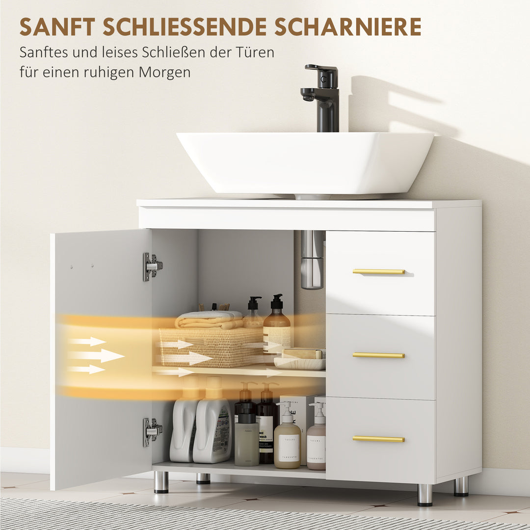 Badeværelsesskab, 3-etagers design, MDF, spånplade, hvid
