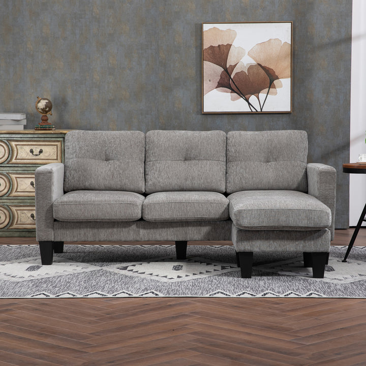 Hjørnesofa, hjørnesofa med vendbar chaiselong, L-formet sofa, polstring i linnedlook, 186 x 130 x 84 cm, brun
