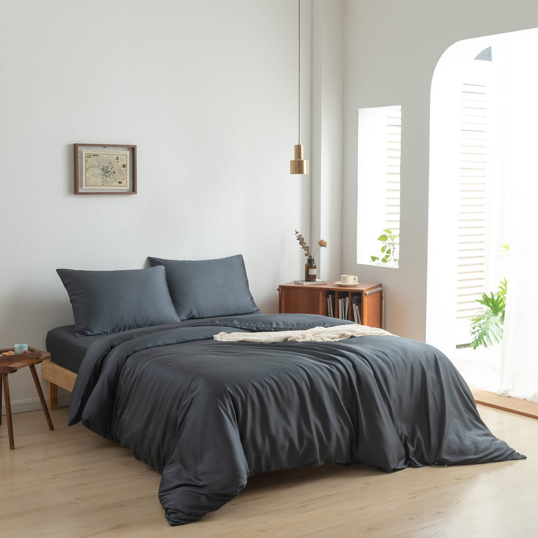 Mørkeblå Bambus Sengesæt 1-person - 400TC Tanboocel - Space Blue
