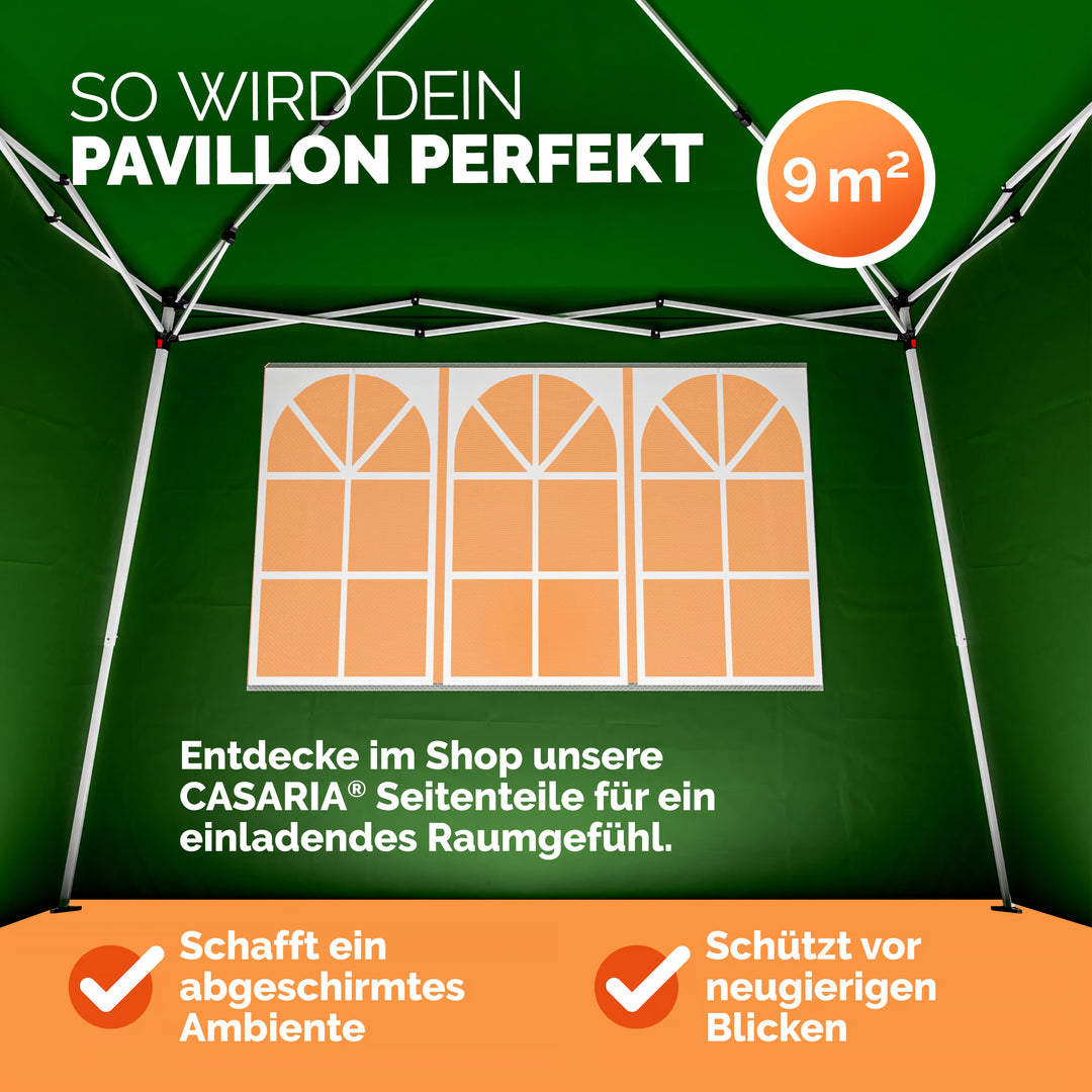 Pavillon pop-up 3x3m UV beskyttelse 50+ vandtæt, inkl. taske, Capri, grøn