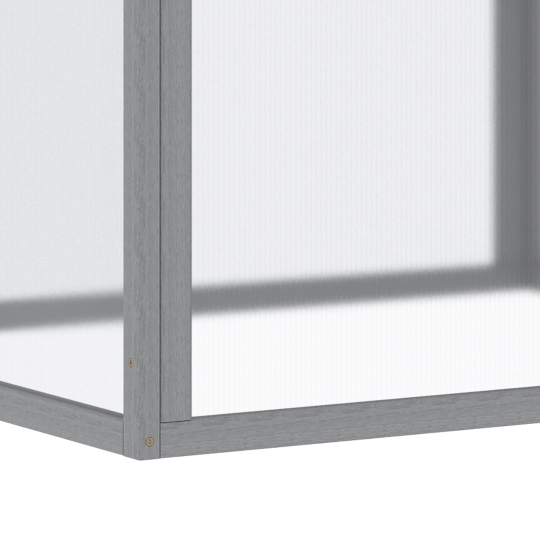 Koldrammedrivhus, koldrammeplantebed med overdækning af træ og polycarbonat, vejrbestandig, lysegrå, 90 x 80 x 58 cm