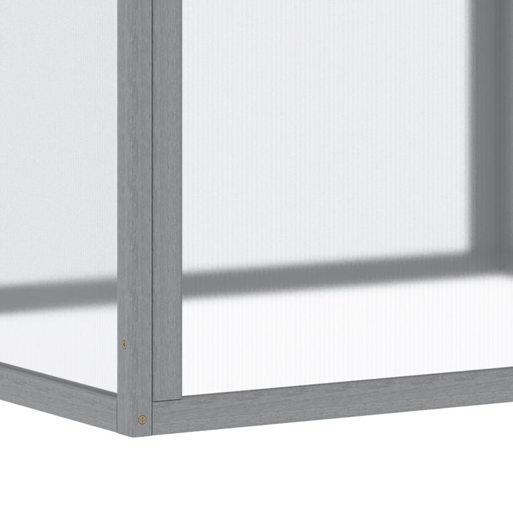 Koldrammedrivhus, koldrammeplantebed med overdækning af træ og polycarbonat, vejrbestandig, lysegrå, 90 x 80 x 58 cm