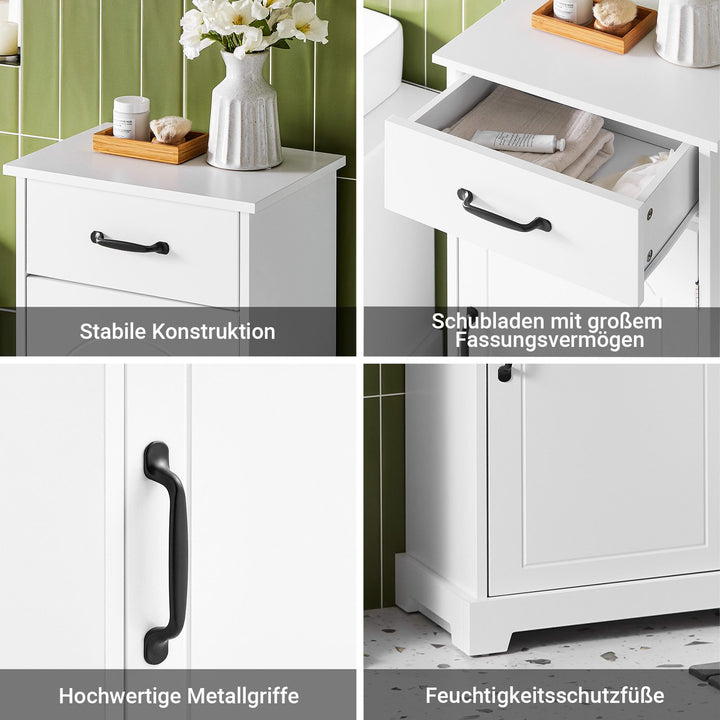 Få styr på badeværelset med dette elegante og funktionelle møbel i hvid (42 x 30 x 93 cm)