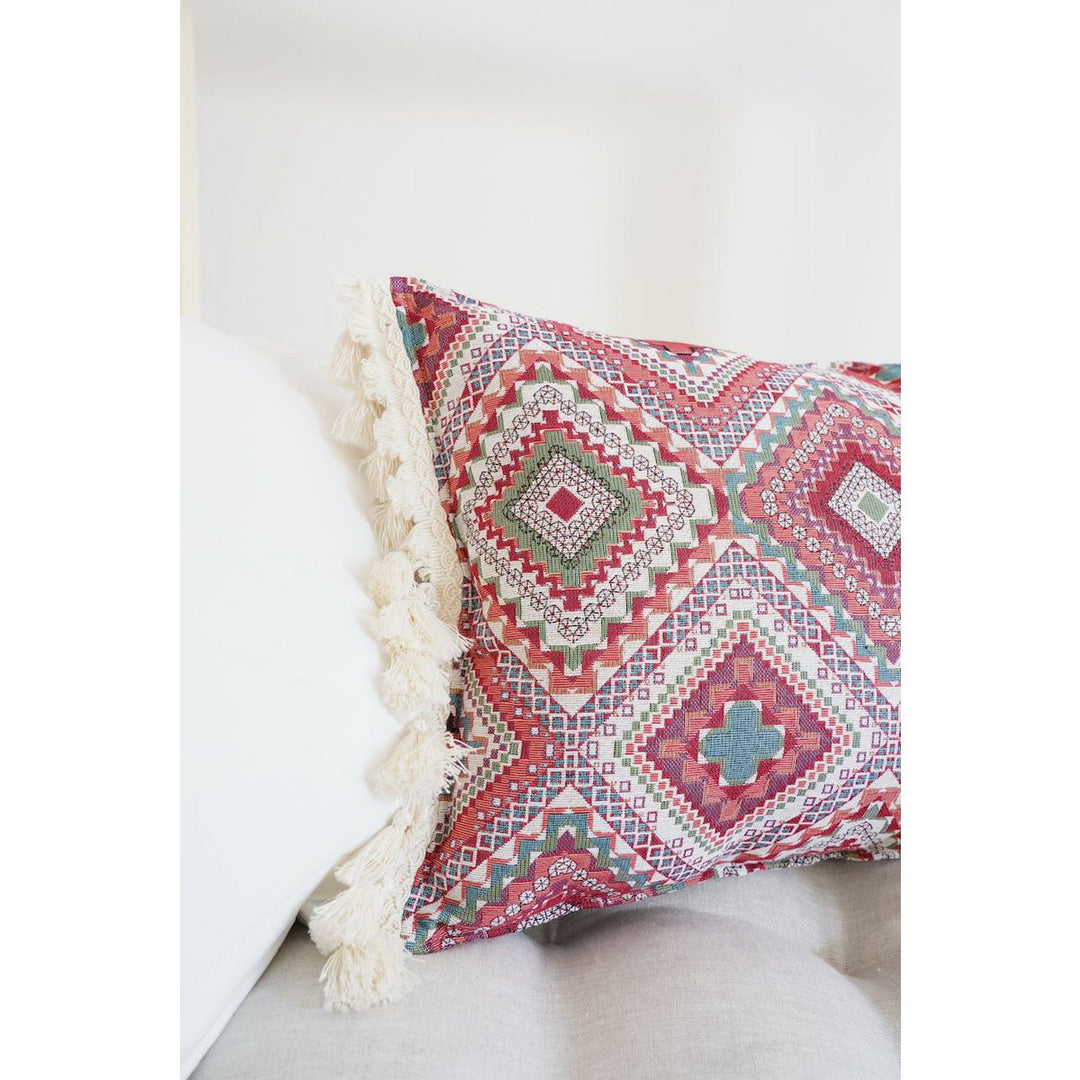 "Pink boho style" dekorativ pude med frynser