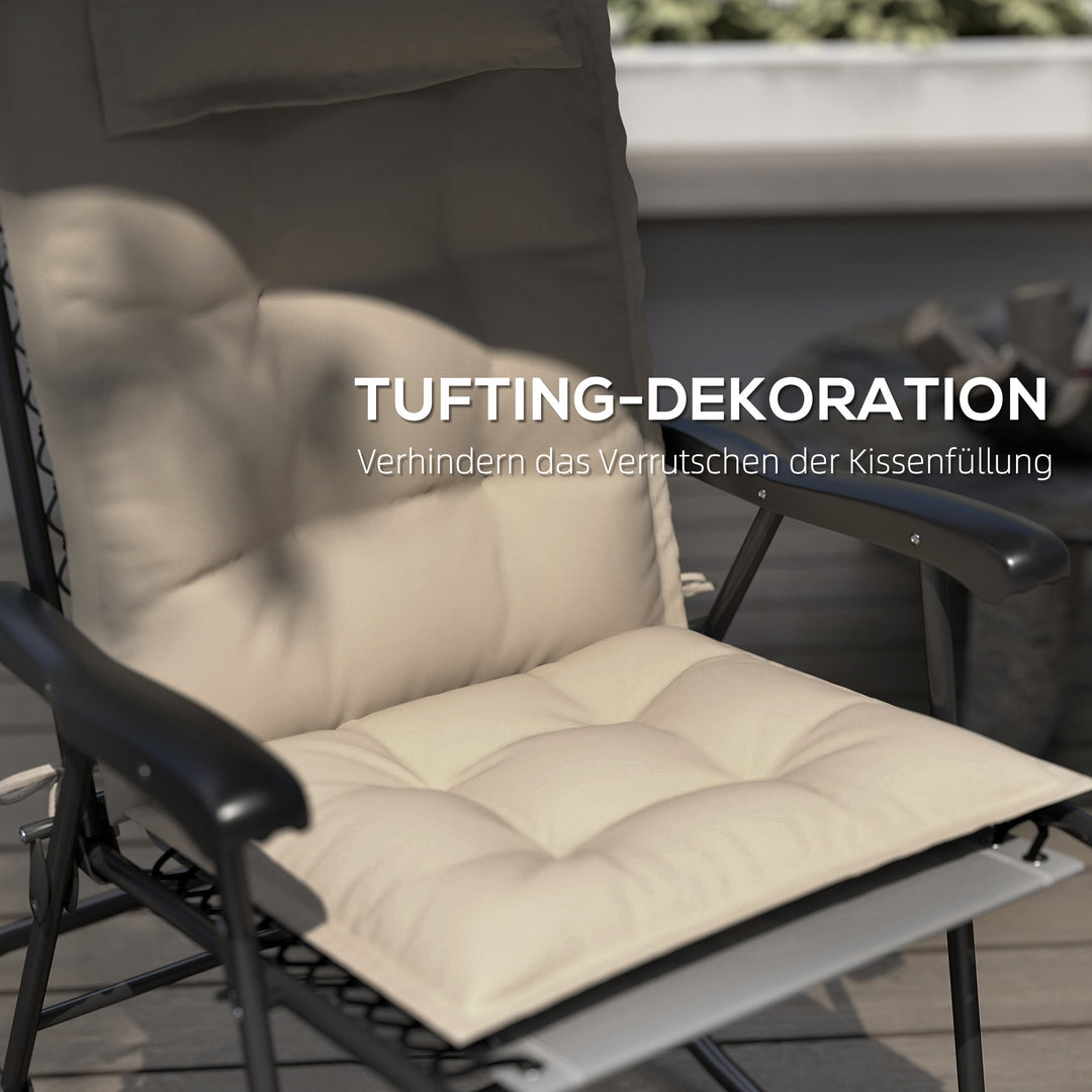 Sæt med 2 hynder til liggestol, vandafvisende hynde til haveliggestol, hynde 50x116x5 cm, beige