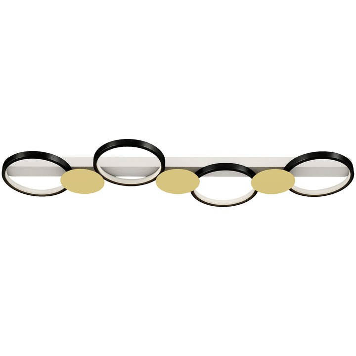 LED loftlampe 38W 1500LM 3000K-6500K, loftlampe til stue med 4 pærer, fjernbetjening, sort+guld