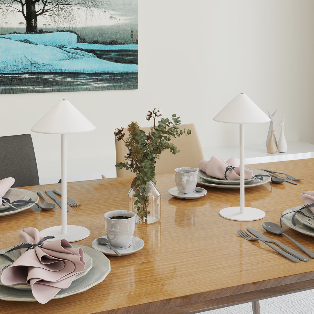 Led-bordlampe med usb-kabel, berøringsafbryder, metal, genopladelig, hvid