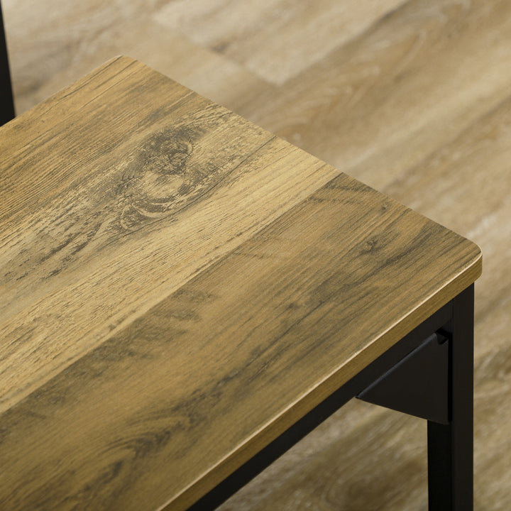 Spisesæt 4 personer spisebord med 2 bænke, industrielt design, 120 cm x 70 cm x 75 cm, sort + natur