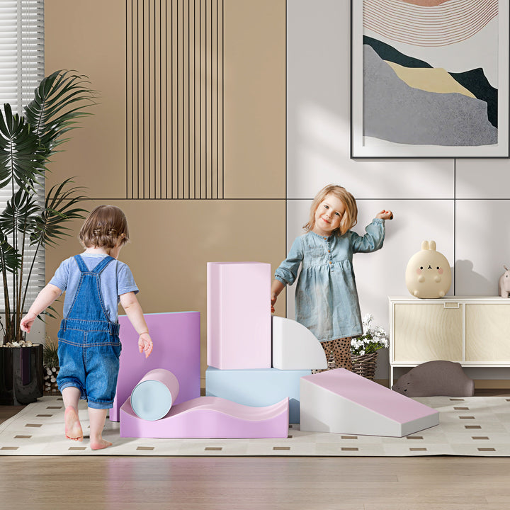 Skumbyggeklodser til børn, fremmer kreativitet, kunstlæder, 40x40x20 cm, flerfarvet, 1-3 år