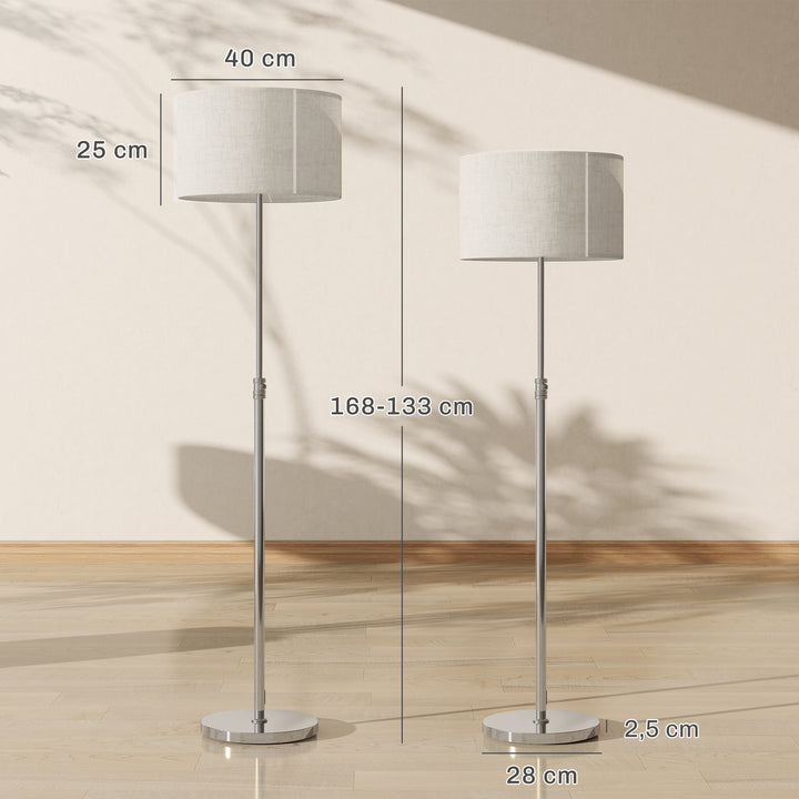 Dæmpbar gulvlampe med linnedskærm, E27, højdejusterbar, beige