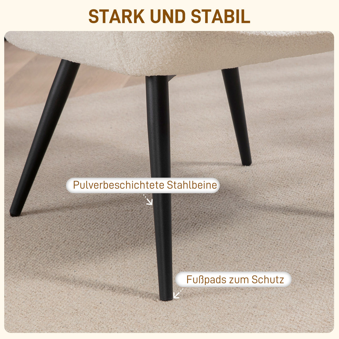 Polstret stol, moderne design, 71x77x102cm, cremehvid