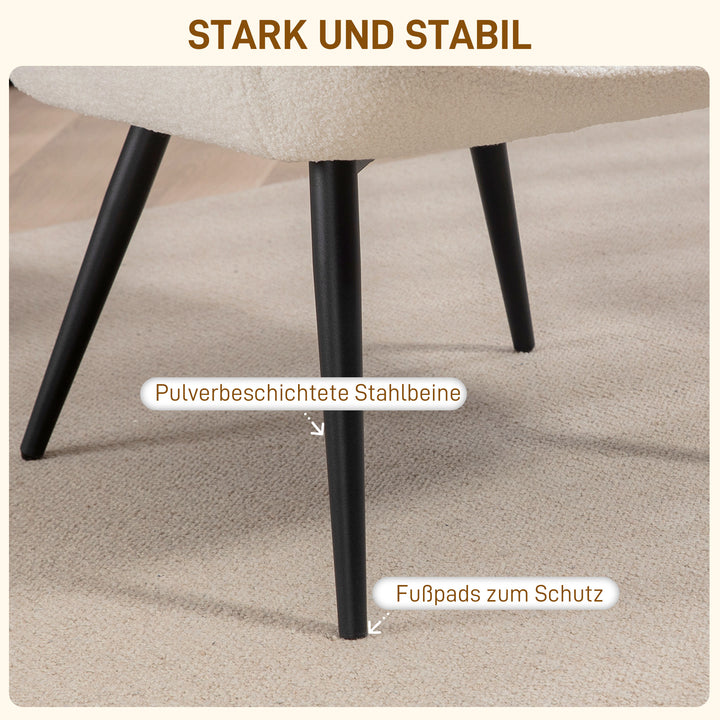 Polstret stol, moderne design, 71x77x102cm, cremehvid