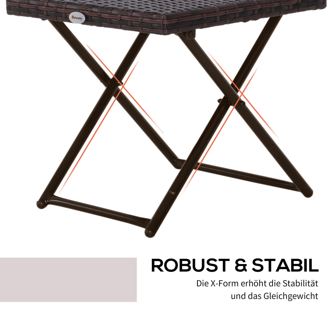 Foldbart sidebord i polyrattan – 40x40x40 cm, brun