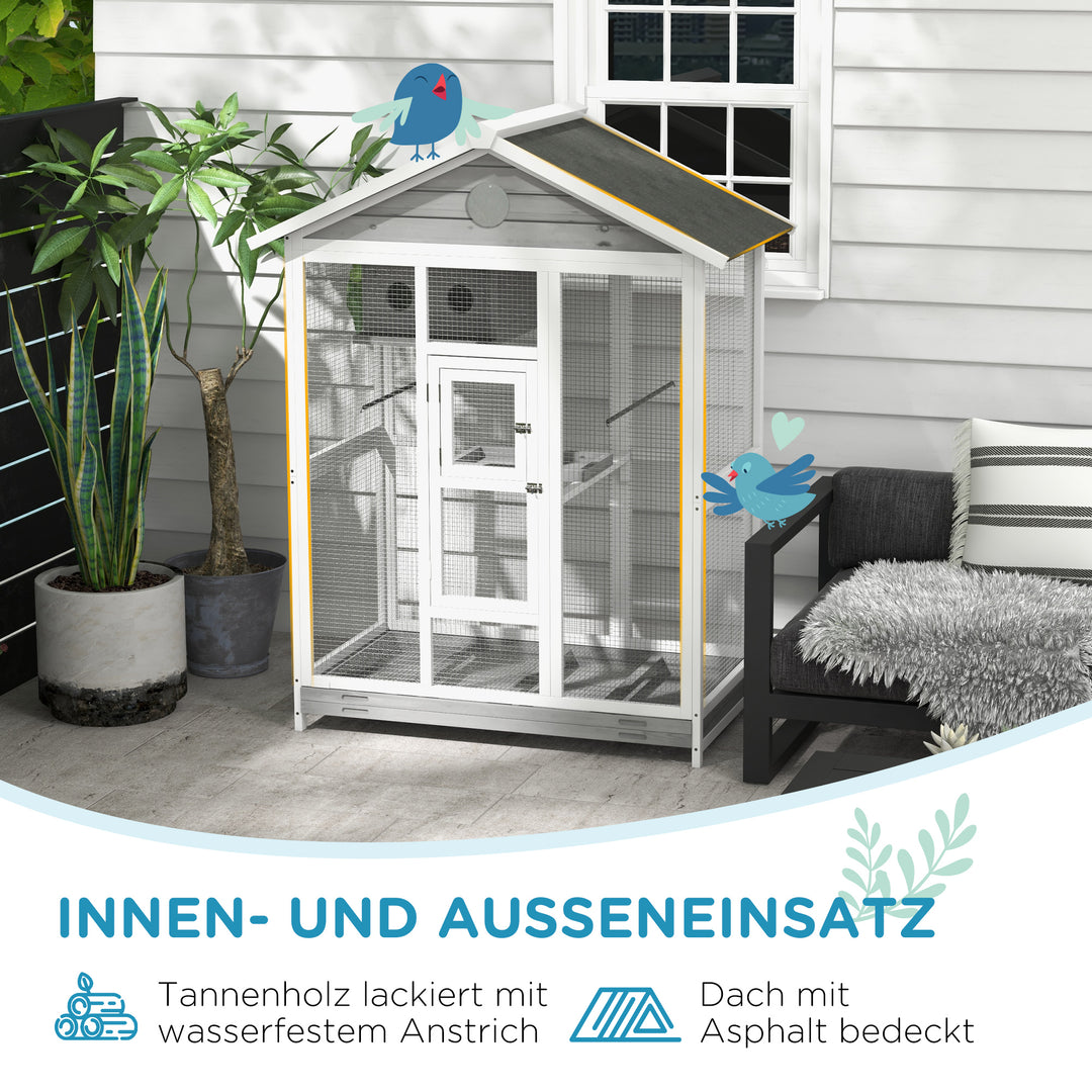 Træfuglebur med 4 siddepladser, asfalttag, vandtæt, 112 x 68 x 154 cm