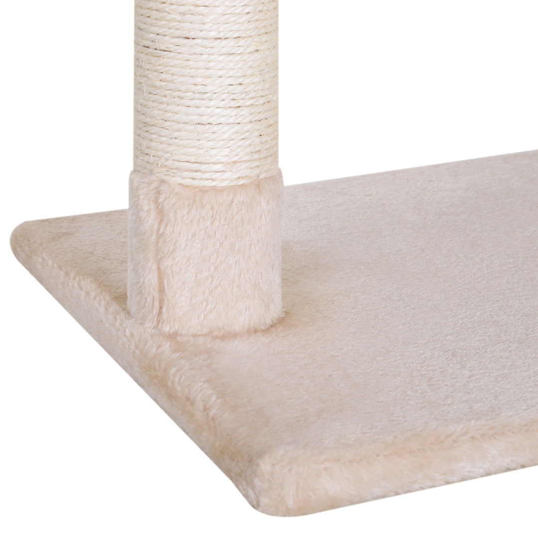 Kradsetræ/kradsetræ med sisalstolpe, plyshængekøje, spånplade, beige, 50 x 36 x 70 cm