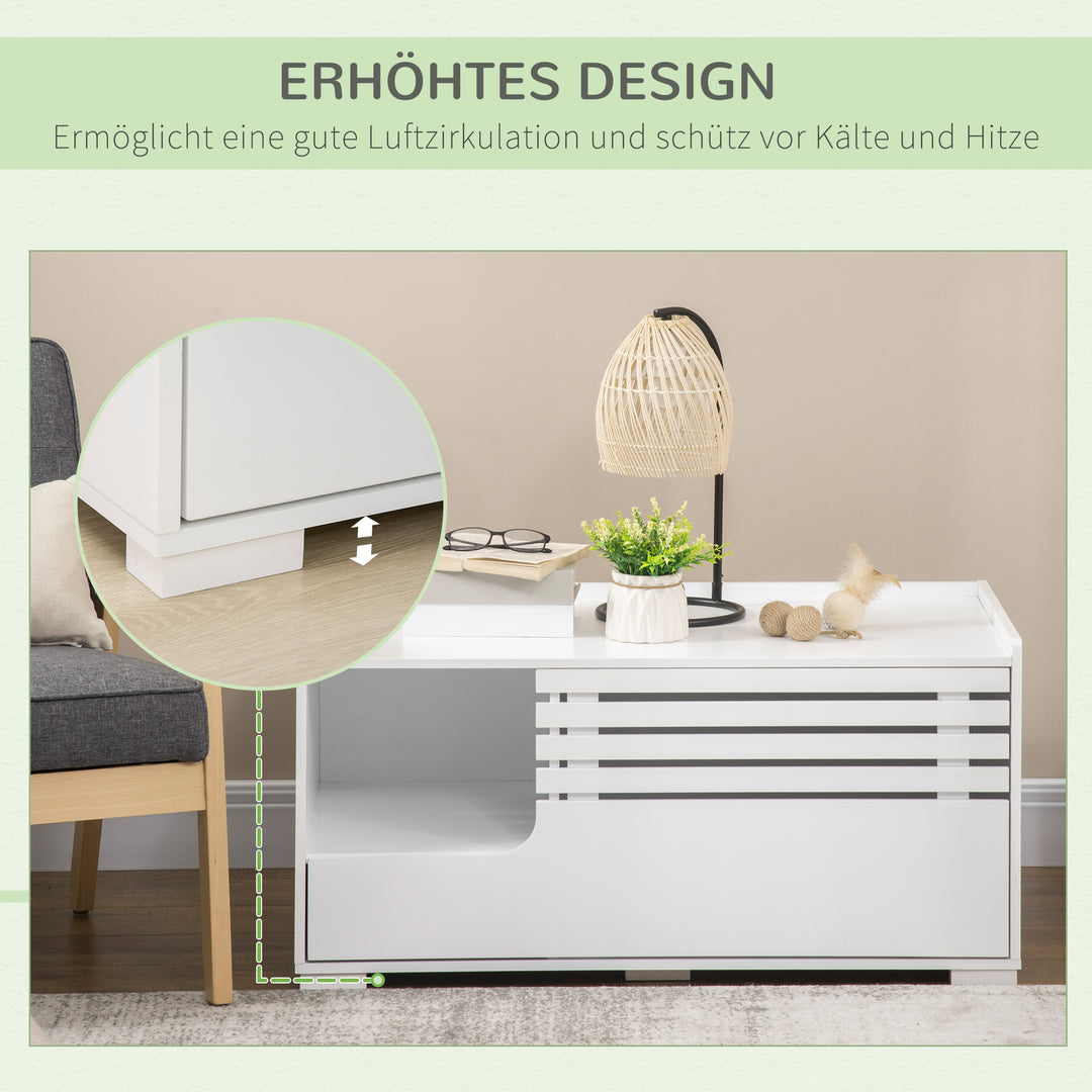 Katteskab med 2 hylder 2-i-1 design magnetisk dør hvid