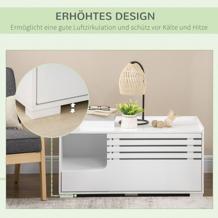 Katteskab med 2 hylder 2-i-1 design magnetisk dør hvid