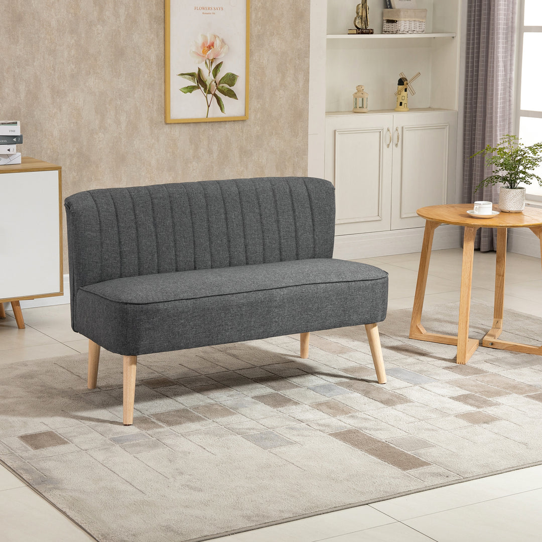 2-Personers sofa, blød polstring, letplejeligt betræk, op til 150 kg, 117 x 56,5 x 77 cm, mørkegrå