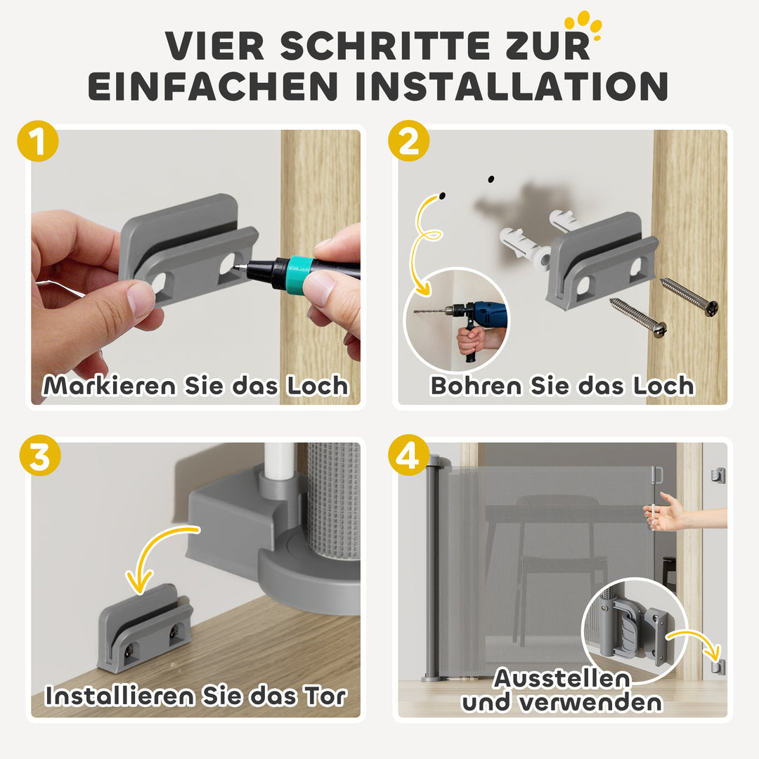 Trappegitter udtrækkelig 0-136cm 87 cm høj dørgitter til kæledyr 142 x 10 x 87 cm grå