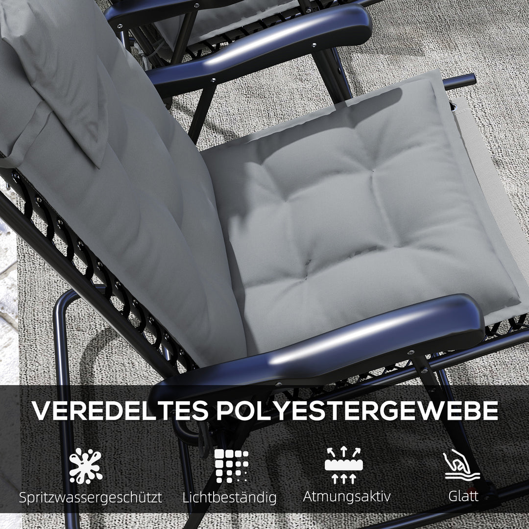 Sæt med 2 hynder til liggestol vandafvisende liggestol hynde til haveliggestol polstringshynde 50x116x5 cm, lysegrå