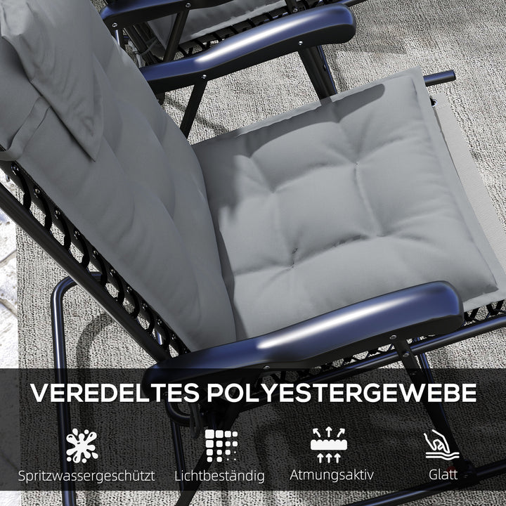 Sæt med 2 hynder til liggestol vandafvisende liggestol hynde til haveliggestol polstringshynde 50x116x5 cm, lysegrå