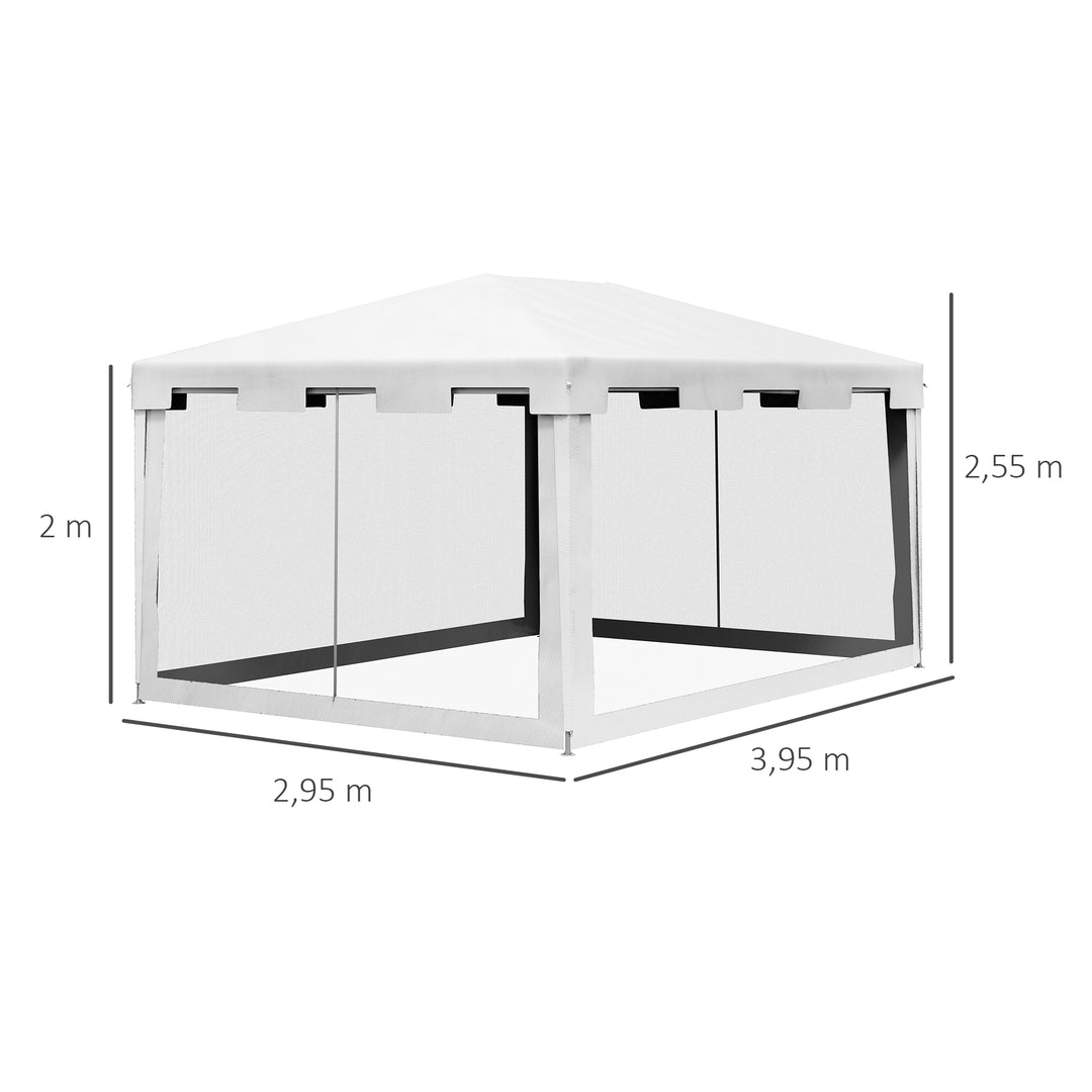 Pavilion havetelt 3 x 3 m, vejrbestandigt, foldbart, 395 cm x 295 cm x 255 cm, hvidt