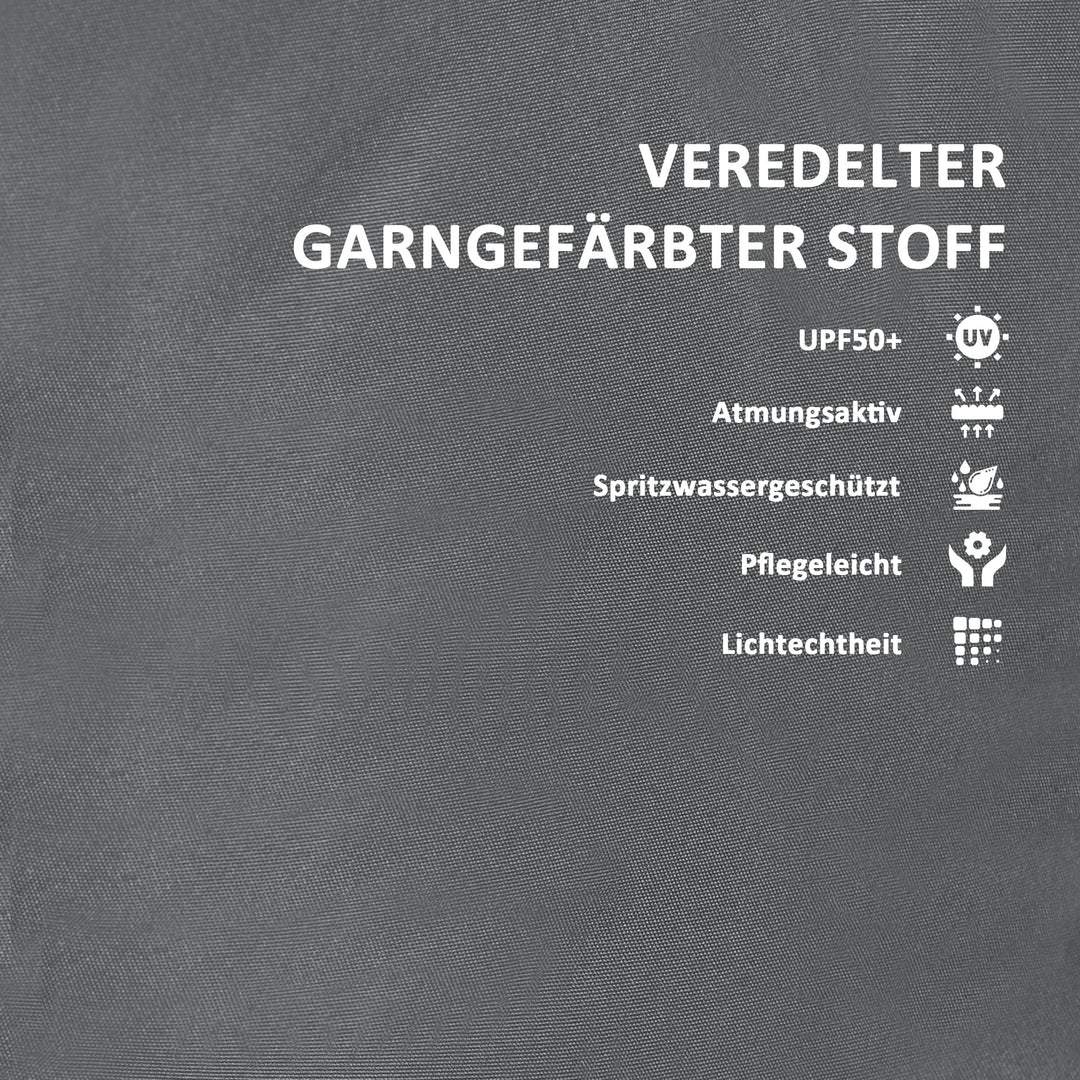 Siddehynde 120 x 47 x 9,5 cm vandafvisende stolehynde med bånd, nakkestøtte, upf50+ mørkegrå