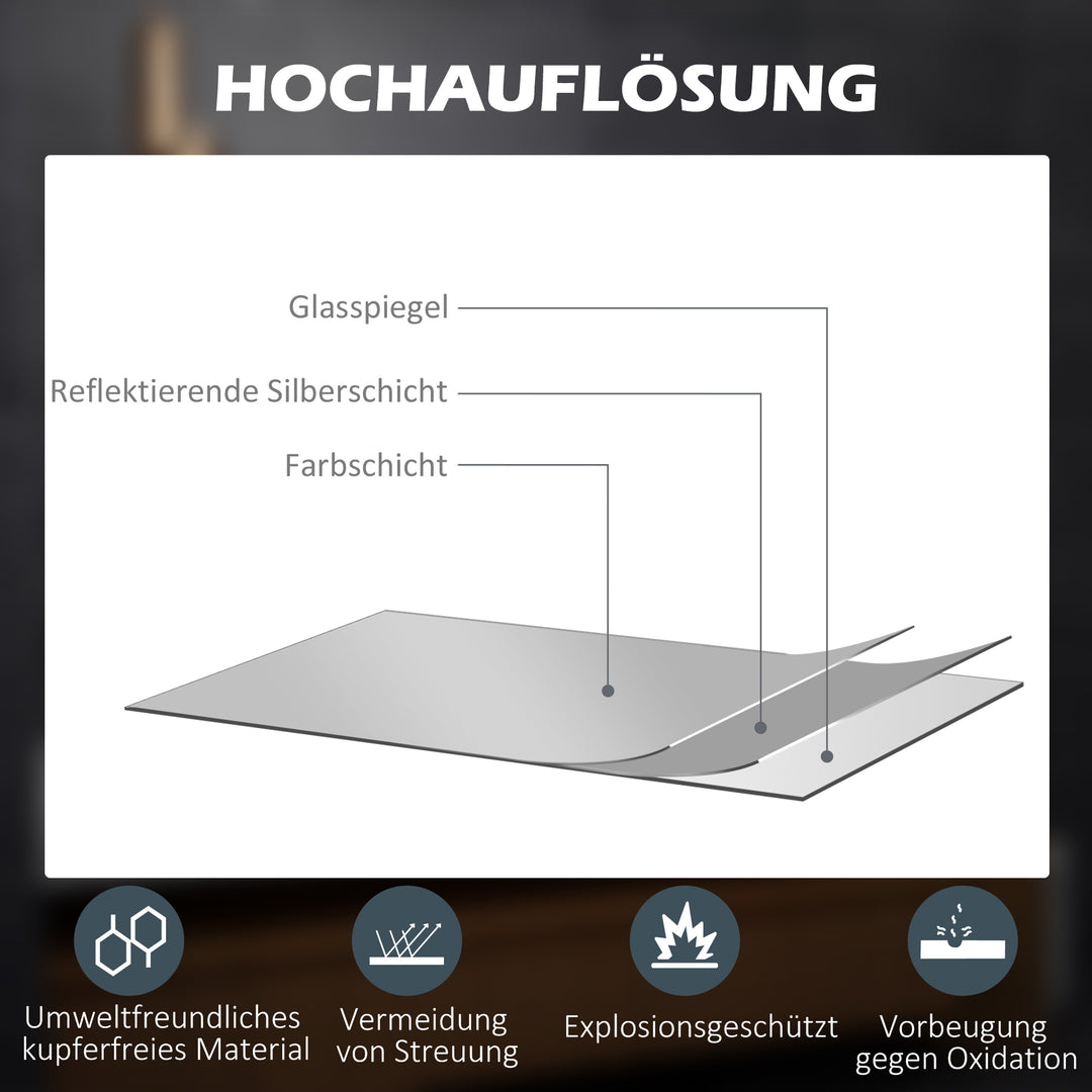 LED-badeværelsesspejl med 3x forstørrelse, touchfunktion, hukommelsesfunktion, antidug, 80 x 60 cm
