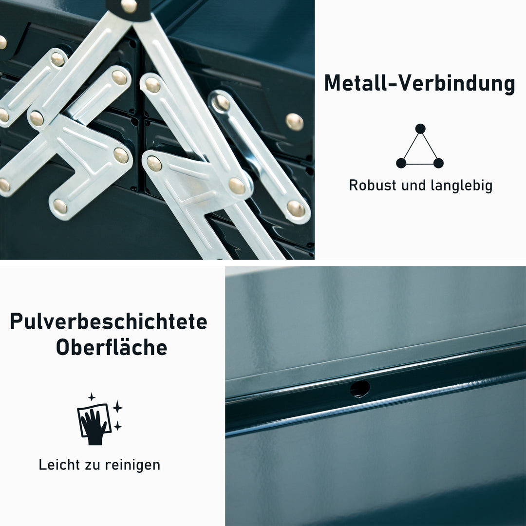 Værktøjskasse, monteringsværktøjskasse tom pladsbesparende med 5 rum foldbar robust stål (spcc) mørkegrøn 45 x 20 x 34,5 cm