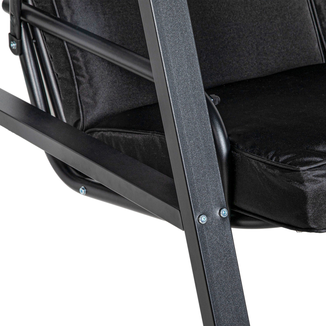 Hollywood gynge, 2-personers havegynge med justerbar baldakin, lasteevne op til 220 kg, 145 x 116 x 172 cm, sort