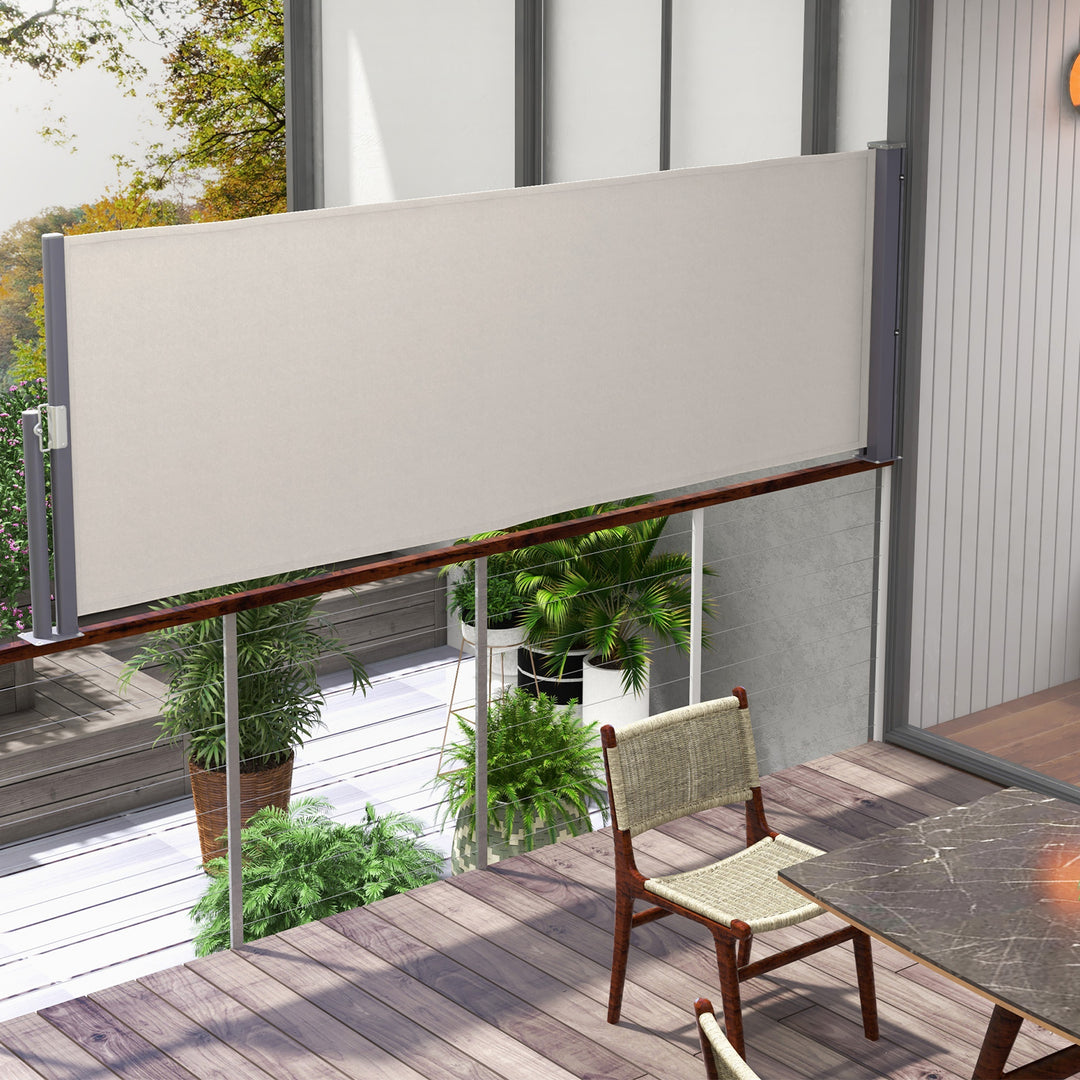 Sidemarkise, rullegardin, udtrækkelig, skærm, aluminium/polyester, 3 x 1 m, lysegrå